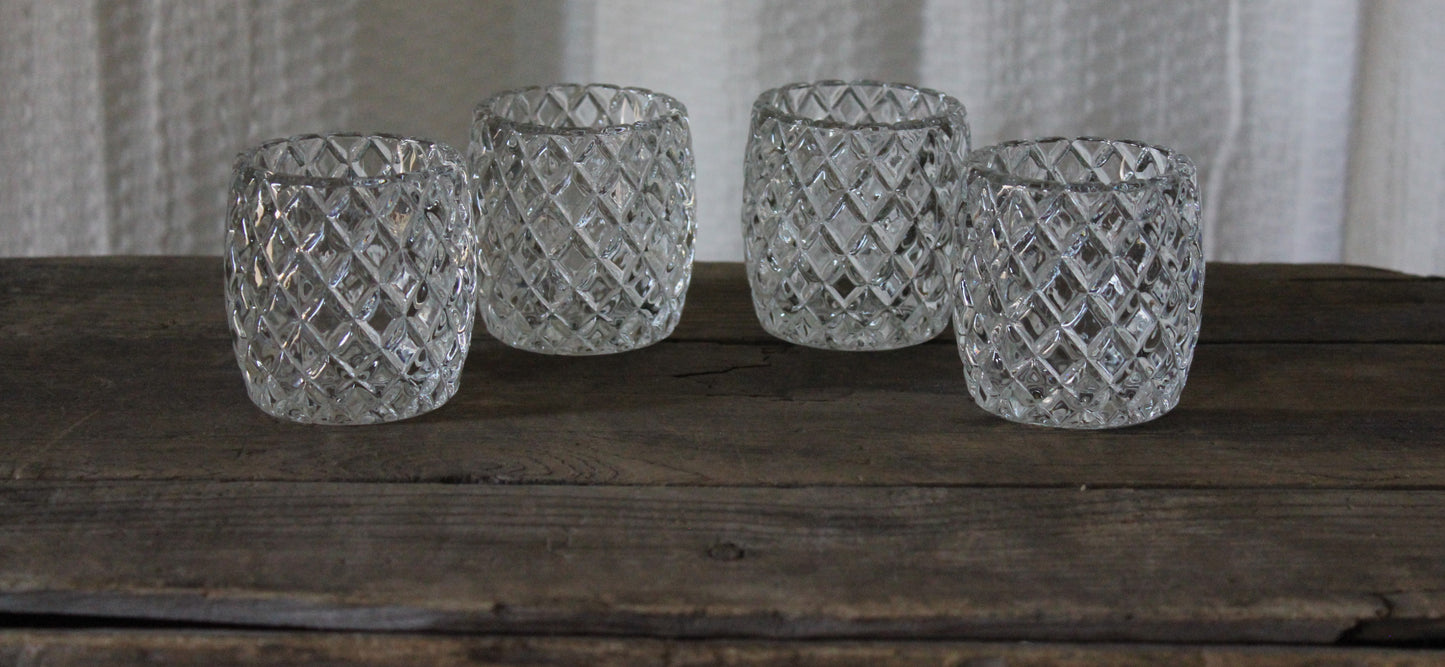 Crystal Diamond-Ribbed Votive Holders ✨ Set of 4