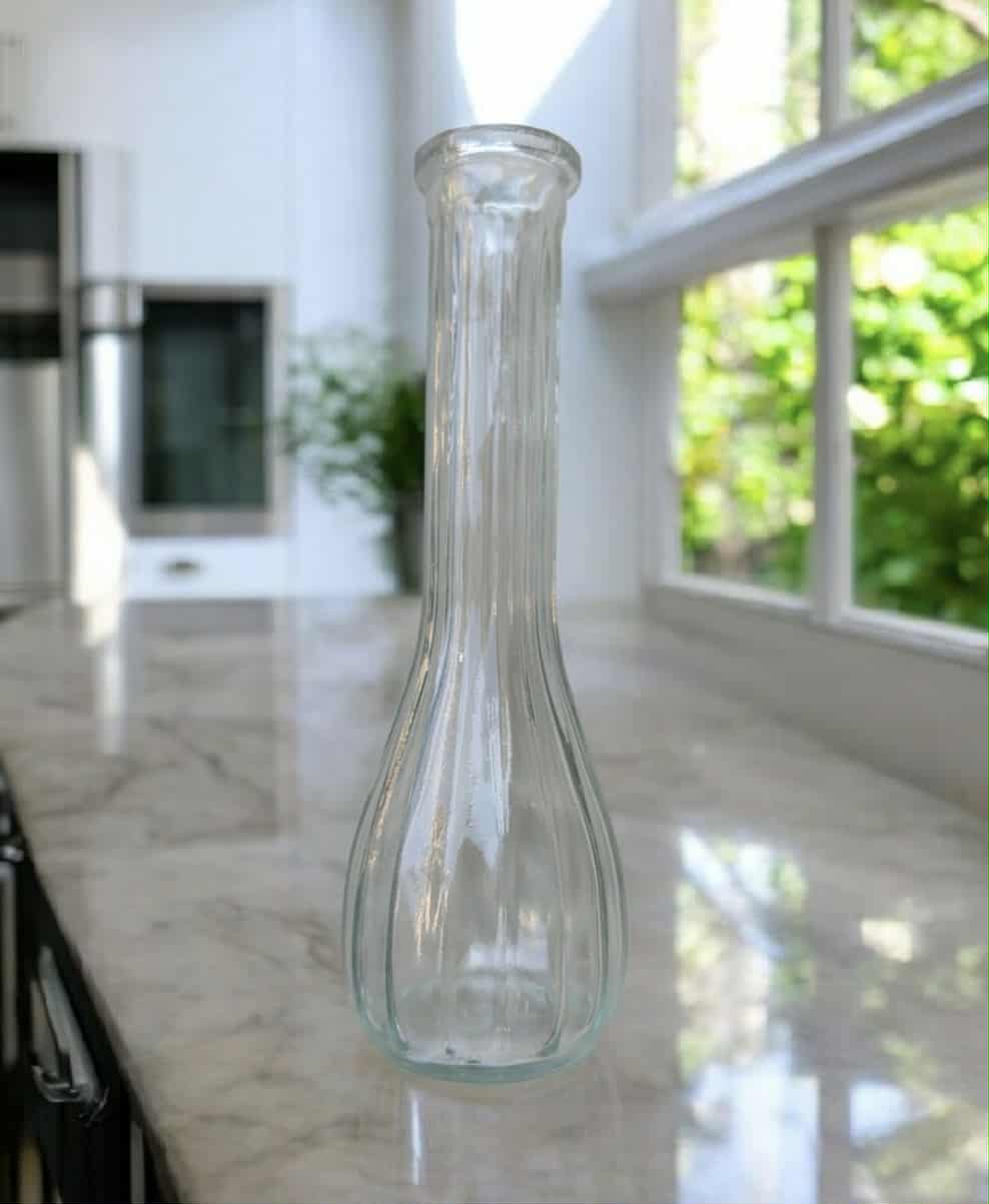 Clear Glass Vase - Ribbed