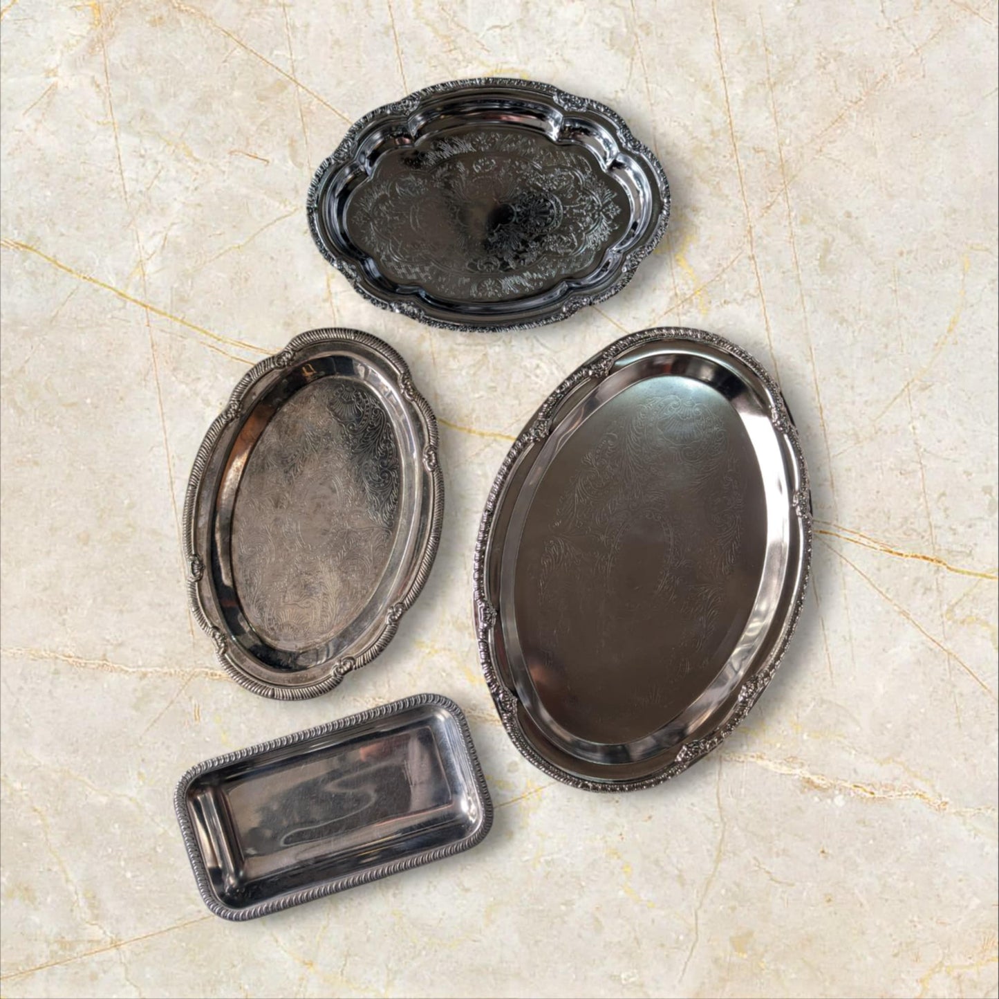 Silver Serving Trays - Small