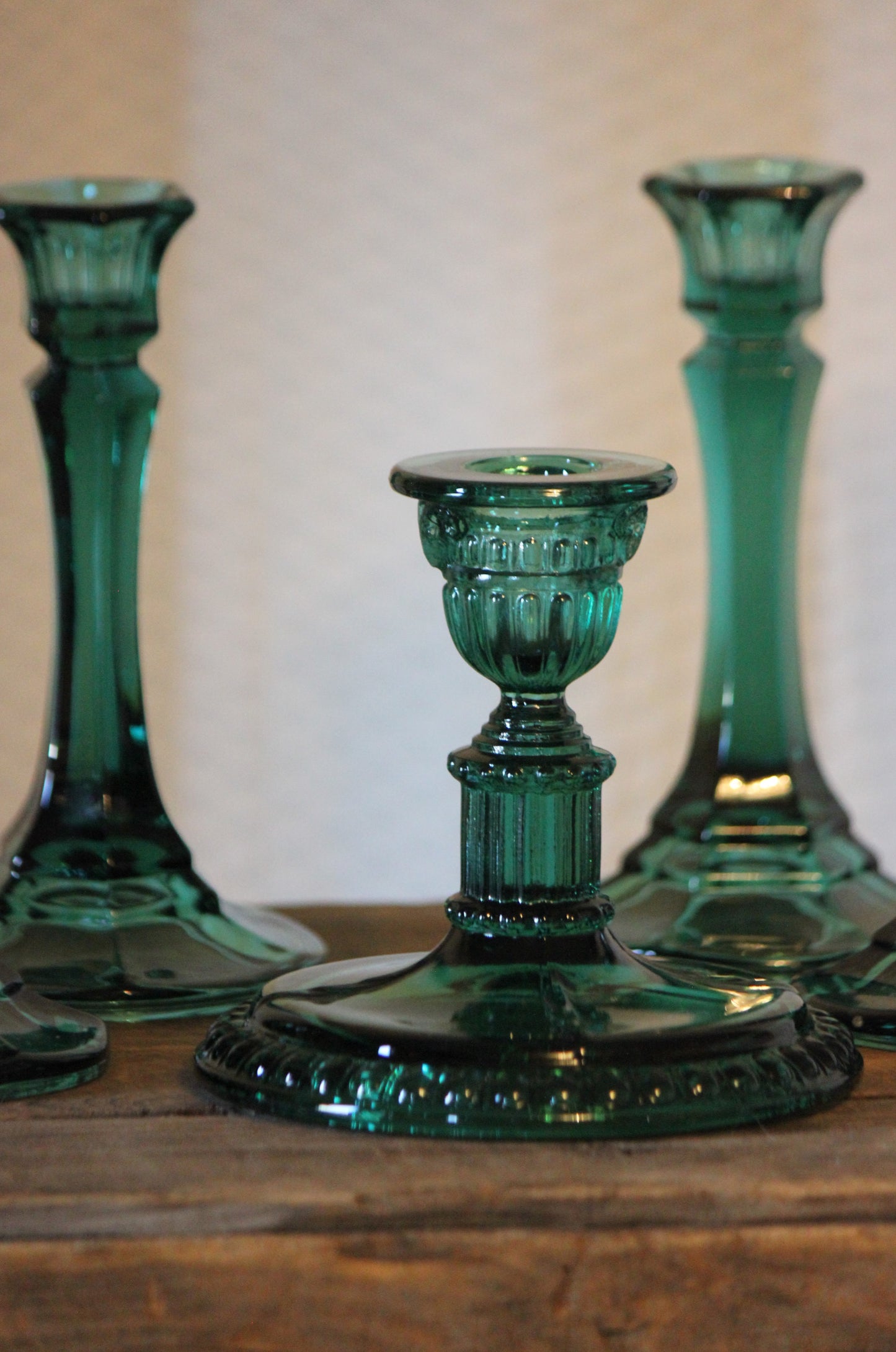 Green Taper Candle Holders ✨ Set of 7