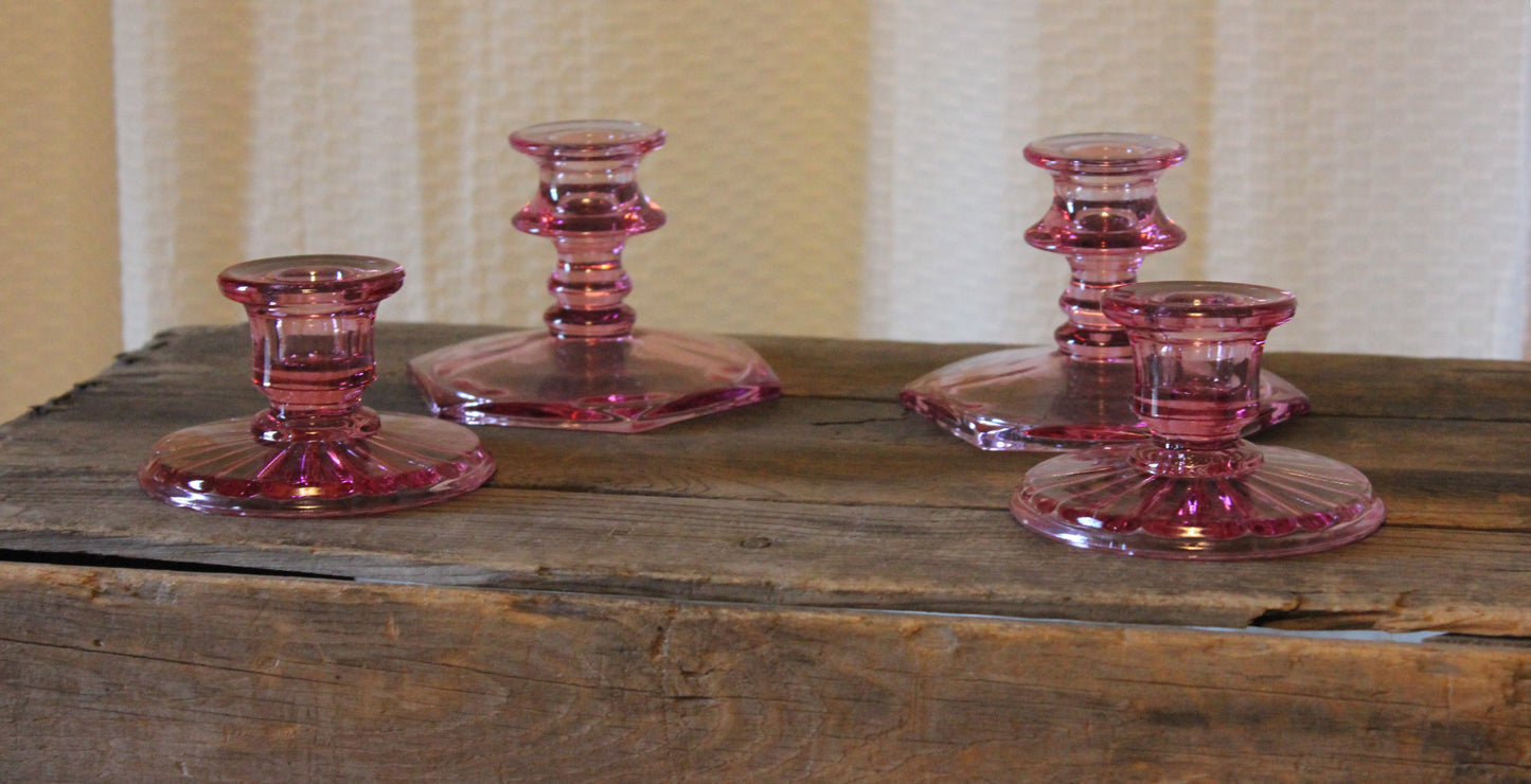 Pink Taper Candle Holders ✨ Set of 4