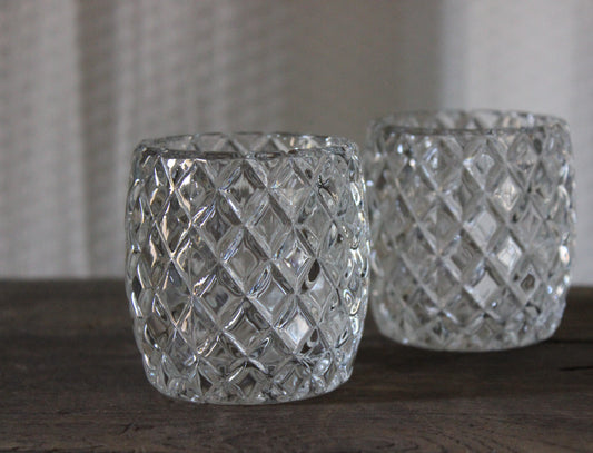 Crystal Diamond-Ribbed Votive Holders ✨ Set of 4