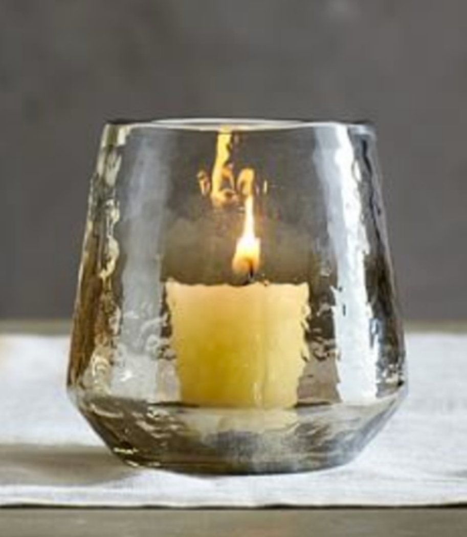 Warbled Glass Hurricane Candle Holders