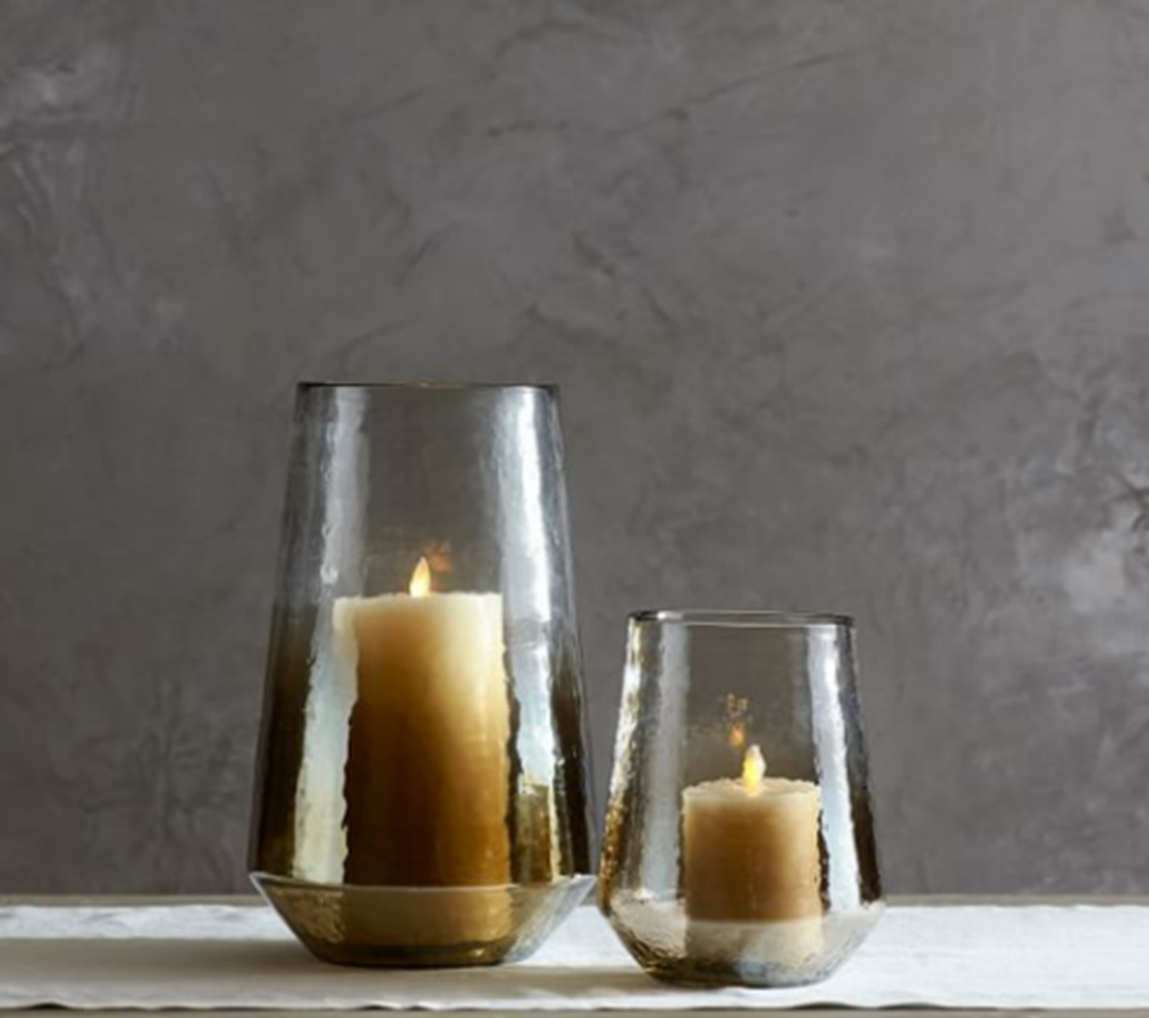 Warbled Glass Hurricane Candle Holders