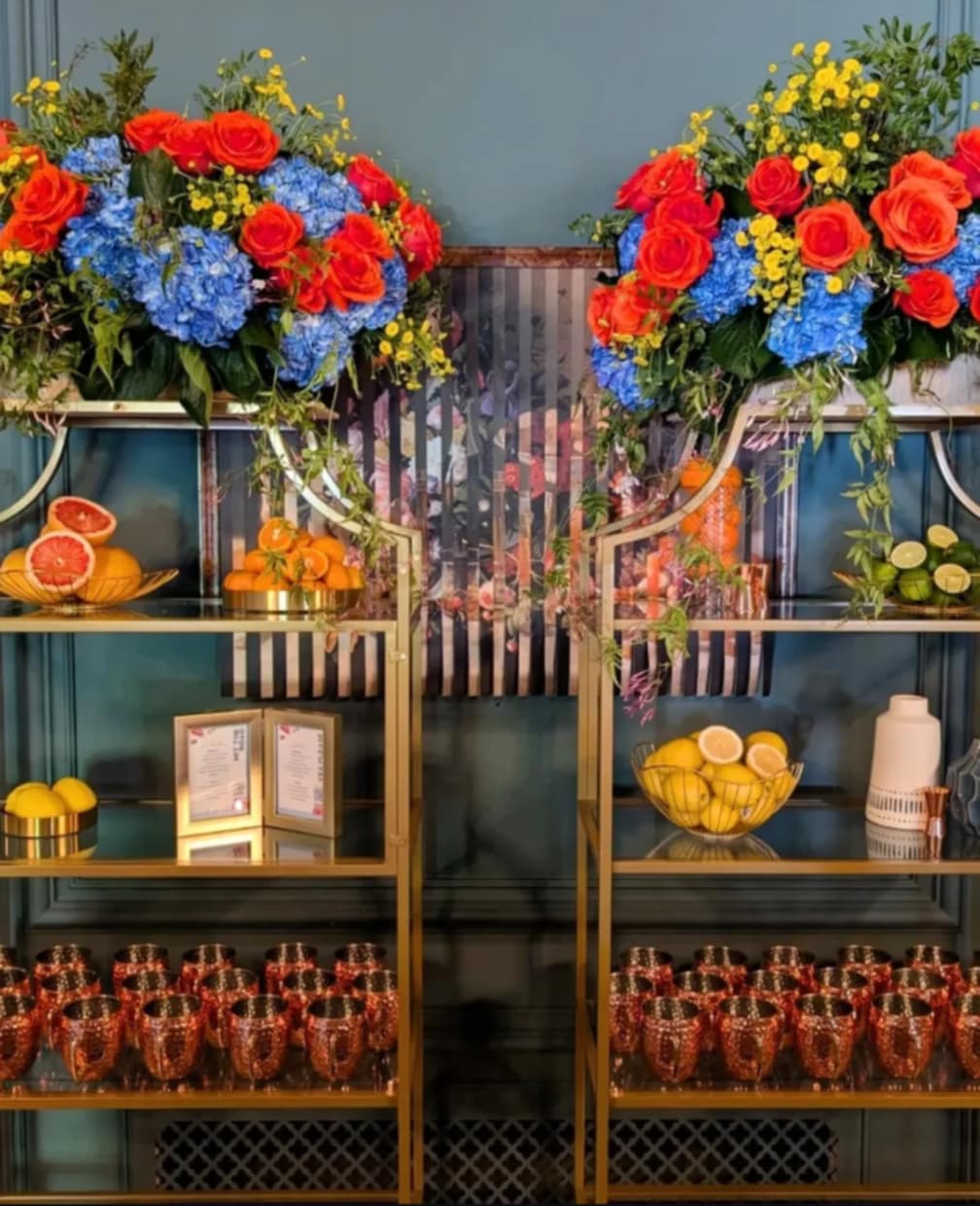 Gold Shelf with Glass Inserts