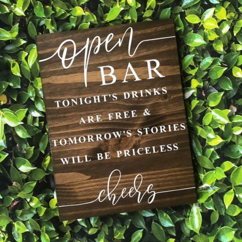 Wood Open Bar Sign