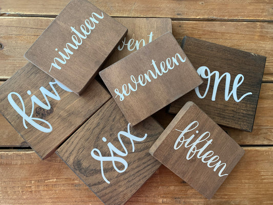 Wood Table Number Set