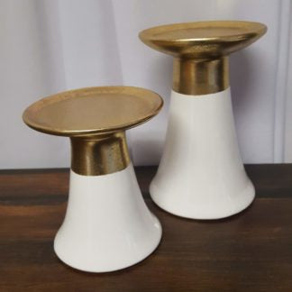 White and Gold Candleholder Set